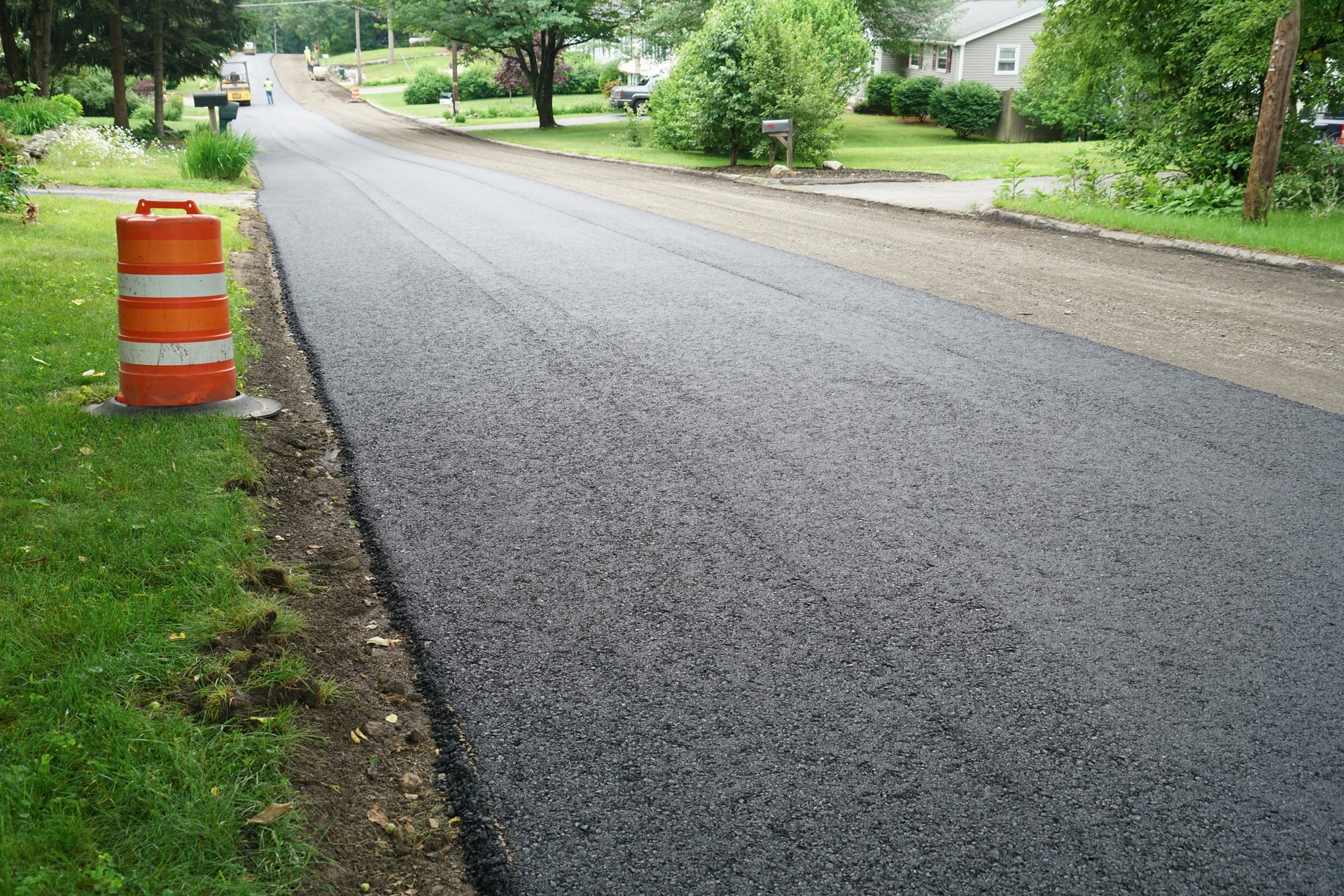 road pavement in residential area